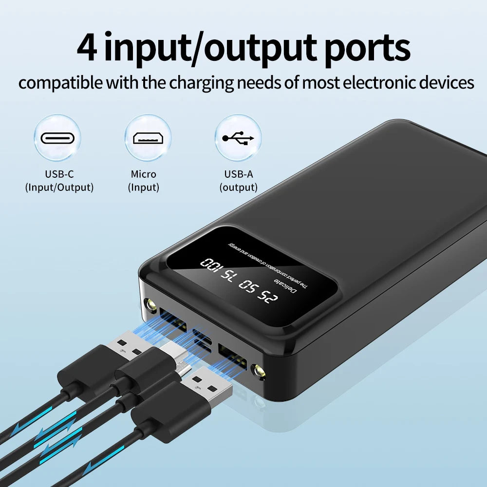 Portable Power Bank With LED Display And Dual USB Outputs