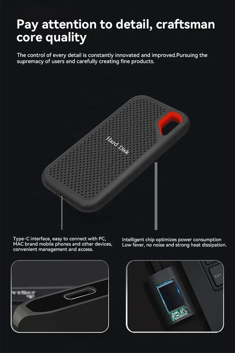Portable External SSD 2TB High Capacity Solid State Drive USB 3.2 Gen2 Ultra Fast Storage for Game Files by Home for Health and Beauty