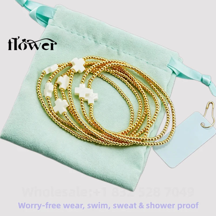 Waterproof Charm Beads Stackable Bracelets Bangles Fashion Fine Jewelry Gift For Women Anniversary Birthday by Home for Health and Beauty