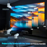 Pro + Projector 8K 720P With 5W Speaker Android 14 8000 Lumens WiFi 6 BT5.4 Outdoor Video Home Theater Projector by Home for Health and Beauty