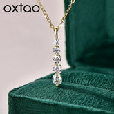5-Stone Moissanite Long Pendant Necklace D VVS1 for Women Clavicle Chain Necklace Fine Jewelry Gift 14K Gold Filled by Home for Health and Beauty