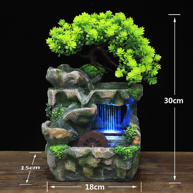 Indoor Room Fountain Waterfall Decor Desktop Fountain Decoration Water Feature with Colour Changing LED Lighting Zen Meditation by Home for Health and Beauty