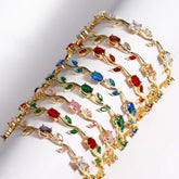 Luxury 16 Colors Sparkling Leaf Cubic Zirconia Branch Gold Silver Color CZ Crystal Bracelet Fashion Women Wedding Jewelry Gift by Home for Health and Beauty