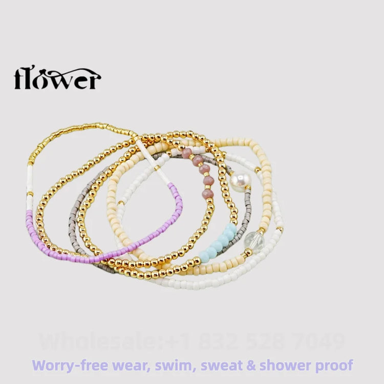 Waterproof Charm Beads Stackable Bracelets Bangles Fashion Fine Jewelry Gift For Women Anniversary Birthday by Home for Health and Beauty