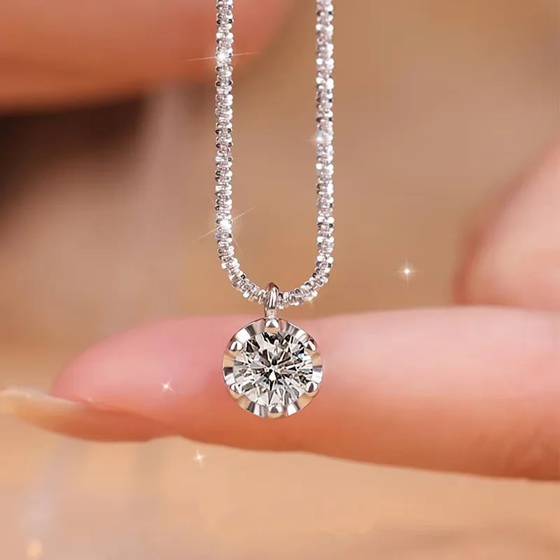 Real Moissanite Diamond Pendant Necklace 925 Sterling Silver Cauliflower Chain by Home for Health and Beauty