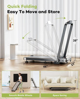 Foldable Treadmill with 12% Incline,3.5HP Low Noise Walking Pad Treadmill with Handle Bar,350 Lbs Capacity, APP Remote Control by Home for Health and Beauty