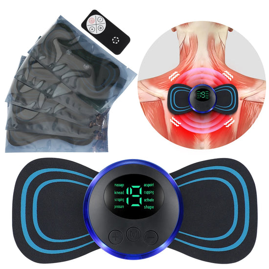 Electric Neck Massager Set Remote Control Smart Portable Rechargeable Cervical Massage Patch to Relax and Relieve Fatigue by Home for Health and Beauty