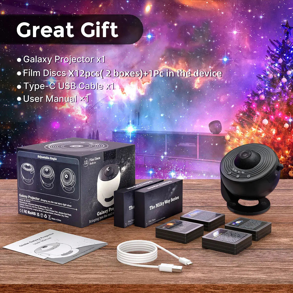 Mexllex Galaxy Ultral Star Projector 13 In 1 LED Night Light