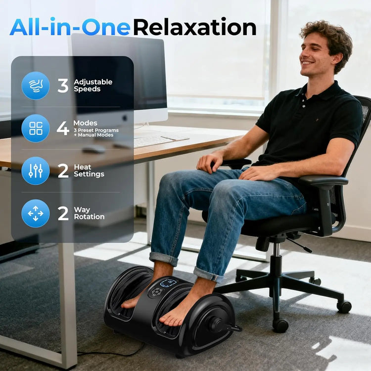 Foot Calf Massager With Heat Shiatsu Airbags 3 Speed by Home for Health and Beauty
