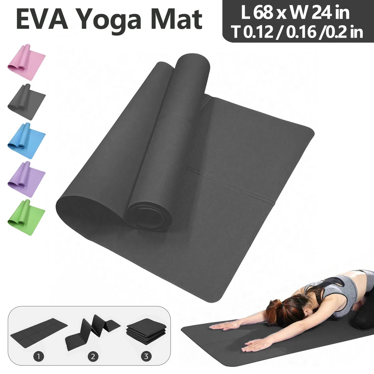 Foldable Yoga Mat Eco Friendly EVA Folding Travel Fitness Exercise Mat 3mm/4mm/6mm Thicknesses for Yoga Pilates & Floor Workouts by Home for Health and Beauty