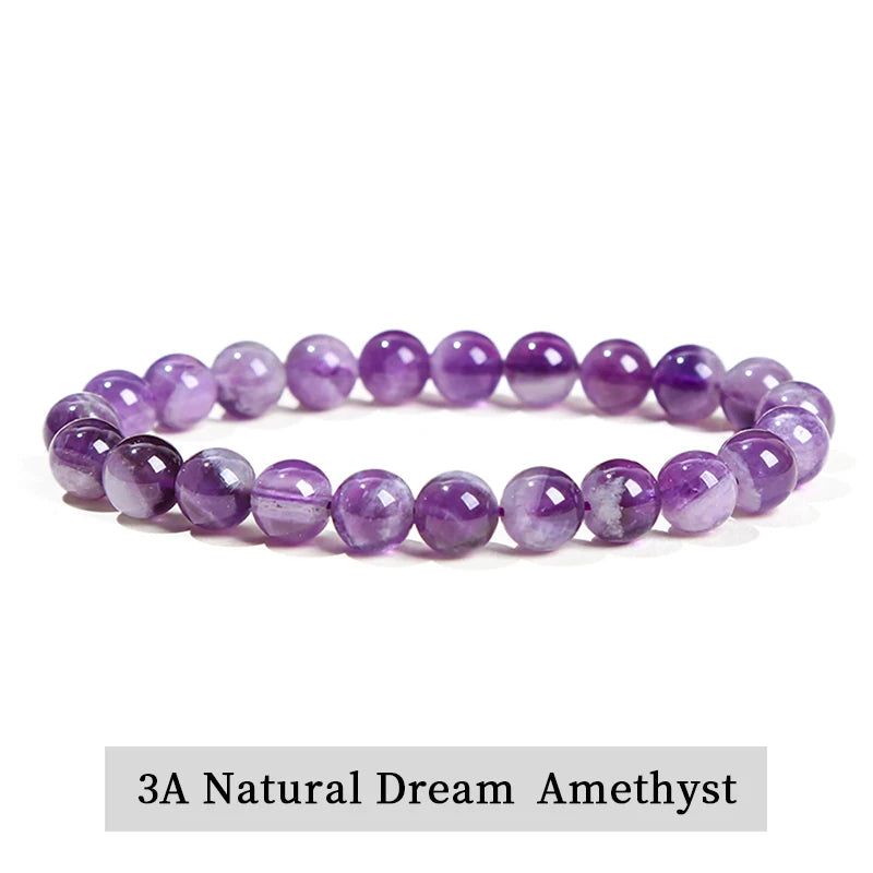 JD Natural Stone Beads Bracelet Amethyst Tiger Eye Crystal Quartz Agate Gem Beads Bangles Women Men Reiki Healling Jewelry Gift by Home for Health and Beauty