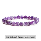 JD Natural Stone Beads Bracelet Amethyst Tiger Eye Crystal Quartz Agate Gem Beads Bangles Women Men Reiki Healling Jewelry Gift by Home for Health and Beauty