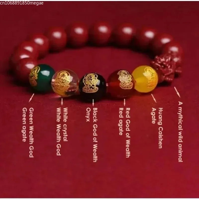 Real Cinnabar Pixiu Bracelet Unisex Jewelry