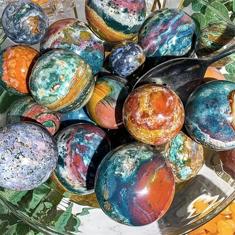 1pc Ocean Jasper Sphere, Crystal Collection by Home for Health and Beauty