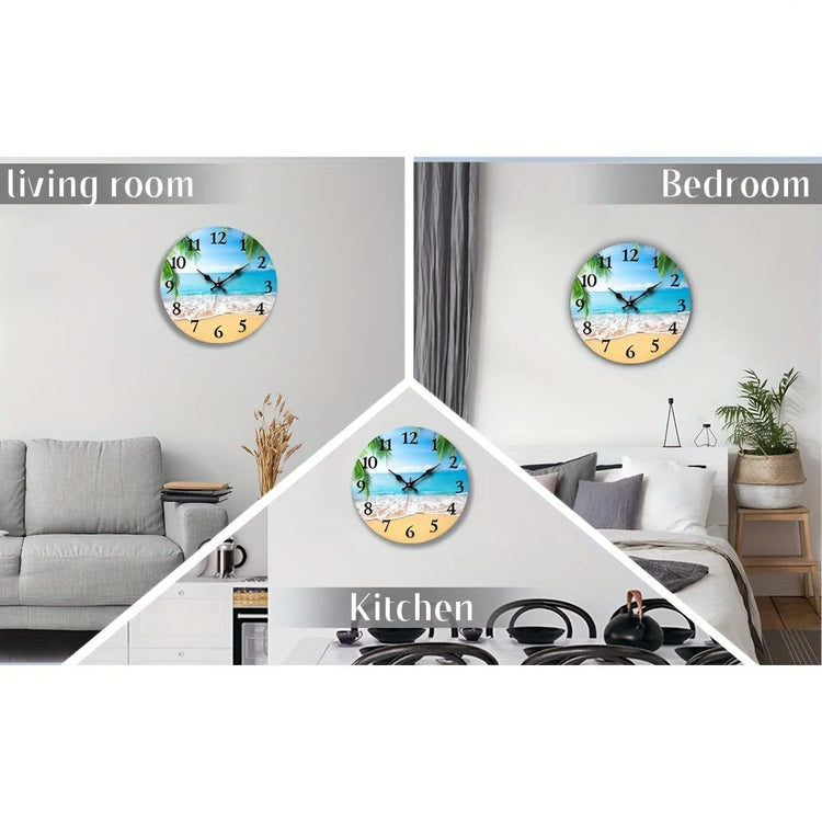 XMSJ Round Wooden Wall Clock Silent Living Room Decor by Home for Health and Beauty