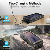 Solar Power Bank Portable Dual 30000mAh 5V USB Ports 2 LED Light Flashlight Fast Charging for iPhone Samsung Tablets by Home for Health and Beauty