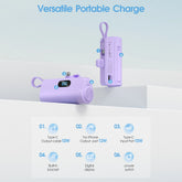 Mini Portable Battery Pack Charger 5000mAh Power Bank,Built-in iOS Interface & USB-C Cable Cell Phone Portable Power,LED Display by Home for Health and Beauty