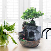 Tabletop Water Fountain with LED Light, Desktop Ornaments Resin Rockery Ornament for Office Living Room Desk Decor by Home for Health and Beauty