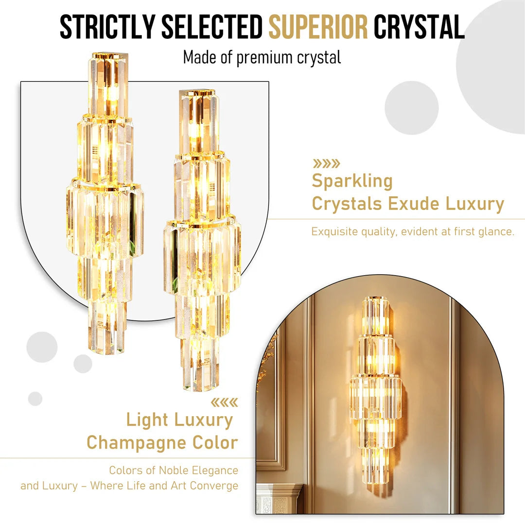 Crystal Wall Lamp Modern 3-Layer Wall Crystal Sconce Light E14 Led Corn Lights by Home for Health and Beauty