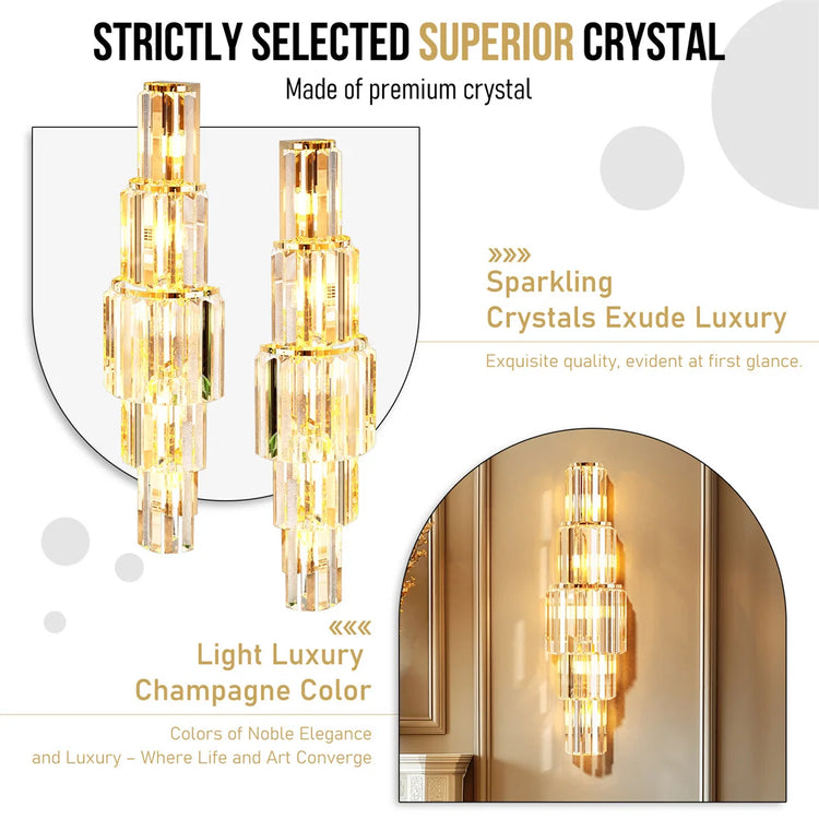 Crystal Wall Lamp Modern 3-Layer Wall Crystal Sconce Light E14 Led Corn Lights by Home for Health and Beauty