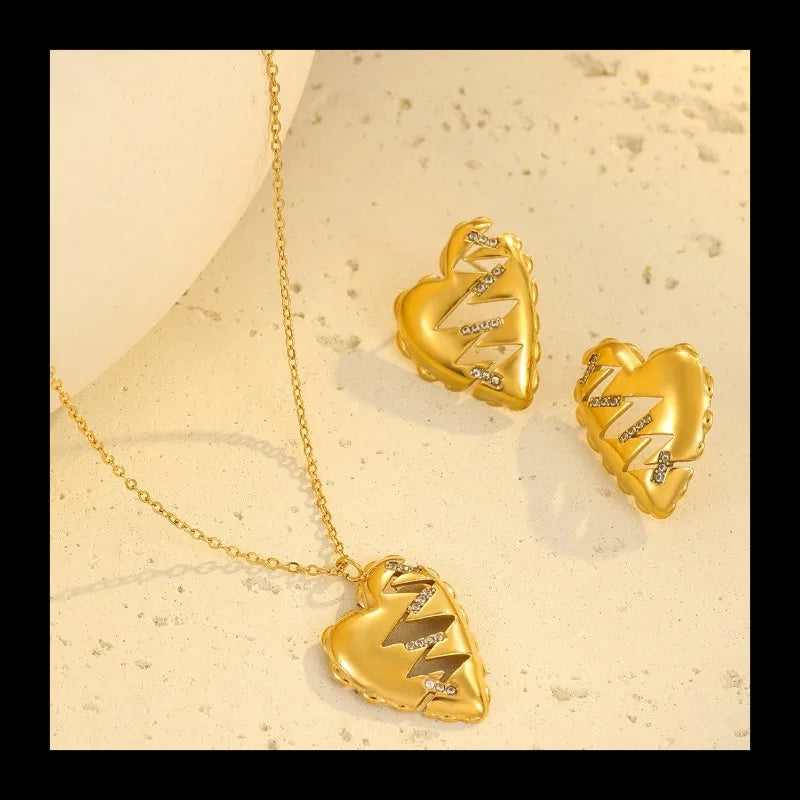 Stainless Steel 18K Gold Love Necklace With Zircon