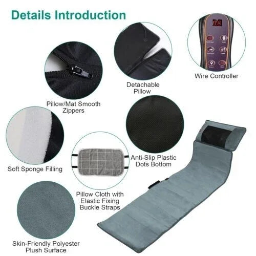 Electric Mat Kneading Vibrating Full Body Massager With Heating by Home for Health and Beauty