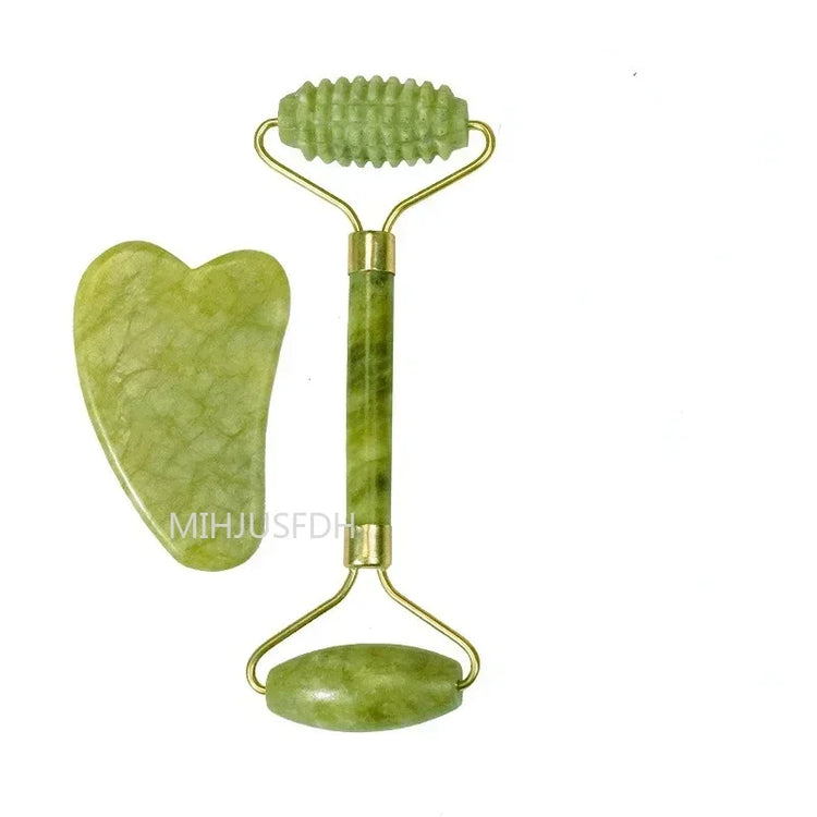 Natural Jade Roller Massager For Face, Body, Back Gua Sha by Home for Health and Beauty