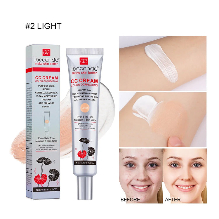 Color Correcting CC Cream Facial Centella Asiatica Repair BB Cream Natural Concealer Whitening Liquid Foundation Cosmetics by Home for Health and Beauty
