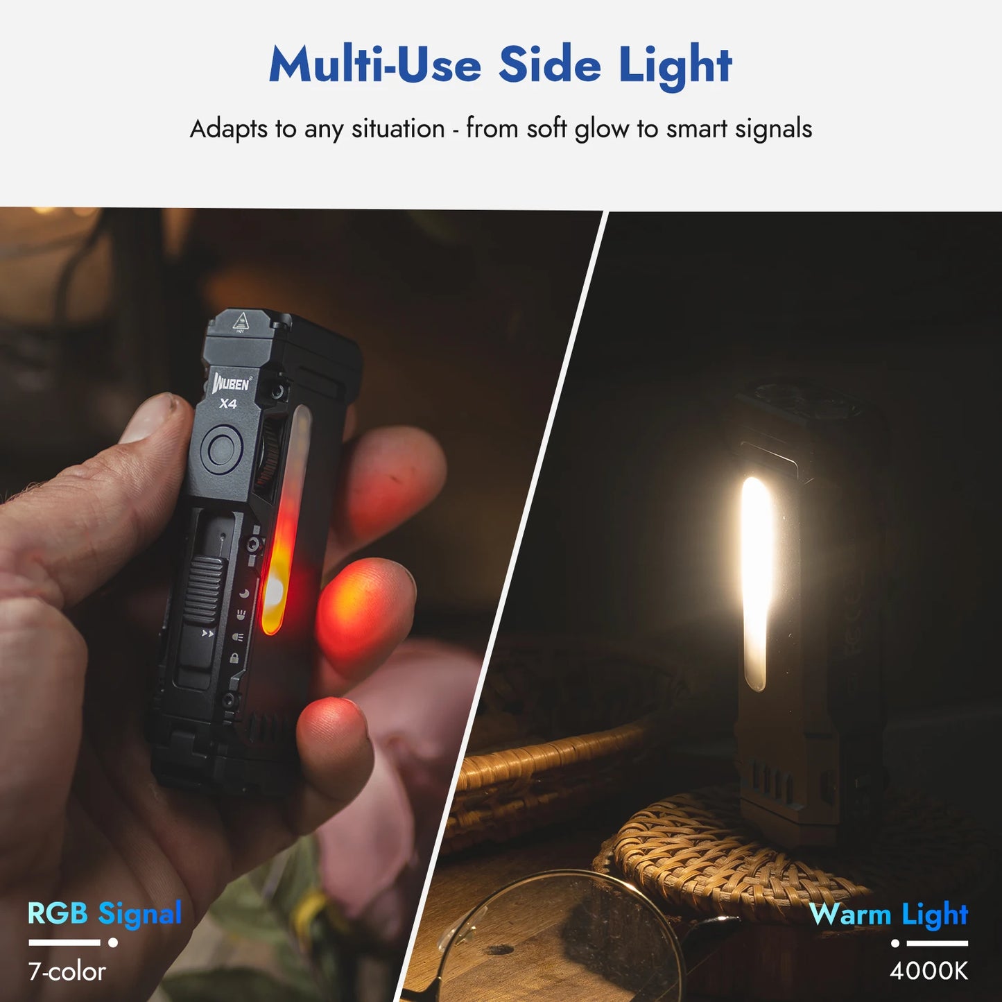 WUBEN X4 RGB LED Flashlight With Magnetic Tail Switch