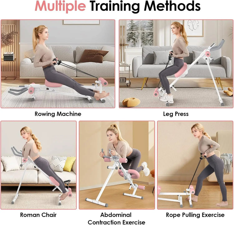Multi Functional Adjustable Ab Trainer, Ab Machine for Stomach Workout, 5-in-1 Exercise Equipment: Rowing Machine, by Home for Health and Beauty