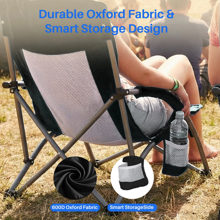 Camping Beach Chair Portable Lightweight Low Mesh Back Padded Armrests Folding Beach Chair with Cup Holder Storage Pocket for Camp Picnic Lawn by Home for Health and Beauty