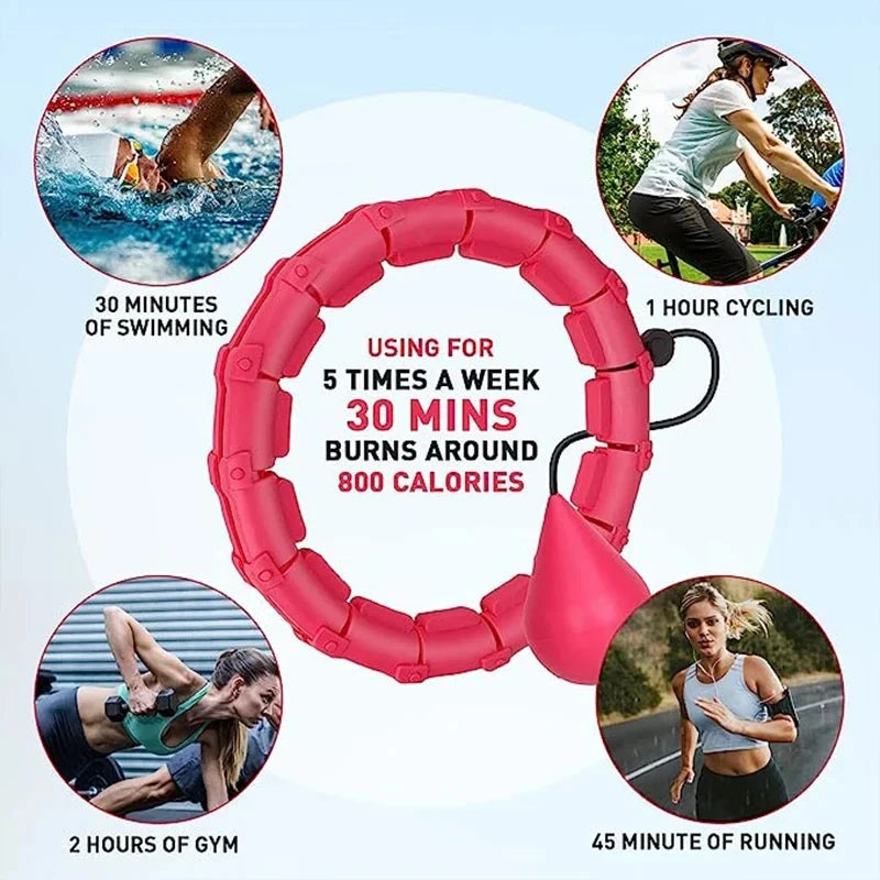 Hula Hoop Smart Weighted For Adults Weight Loss 47 Inch Waist 24 Detachable Links Fitness Hoop For Women And Beginners by Home for Health and Beauty