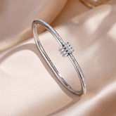 Sparkling Zirconia Inlaid Stainless Steel Bracelet 5/1pcs Set for Women Stackable Bangles Fashion Non Fading Jewelry Gift by Home for Health and Beauty