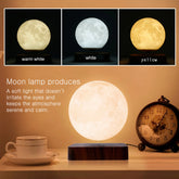 Magnetic Floating Rotating Moon Lamp with Wooden Base, 3 Color Temperature LED Night Lights of Print 3D for Unique Gifts, Room by Home for Health and Beauty