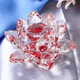 Crystal Lotus Flower Figurine Home Wedding Decoration Glass Craft Collection Paperweight Table Ornaments Souvenir Gifts by Home for Health and Beauty