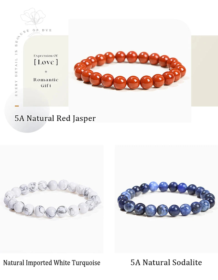 JD Natural Stone Beads Bracelet Amethyst Tiger Eye Crystal Quartz Agate Gem Beads Bangles Women Men Reiki Healling Jewelry Gift by Home for Health and Beauty