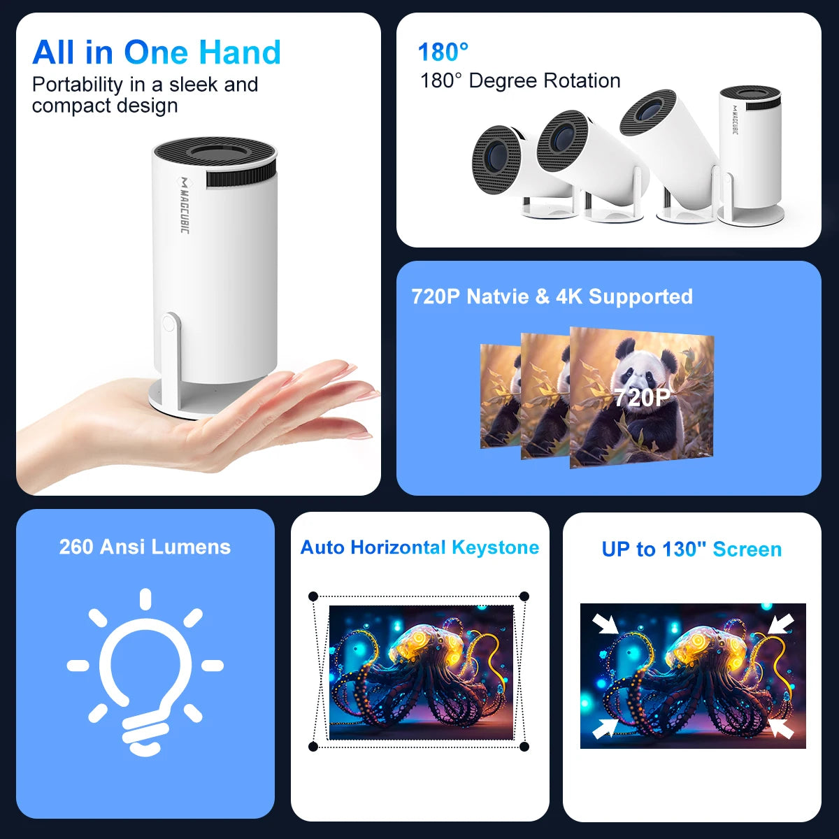 Magcubic Outdoor Portable Projector Android 11 WiFi6