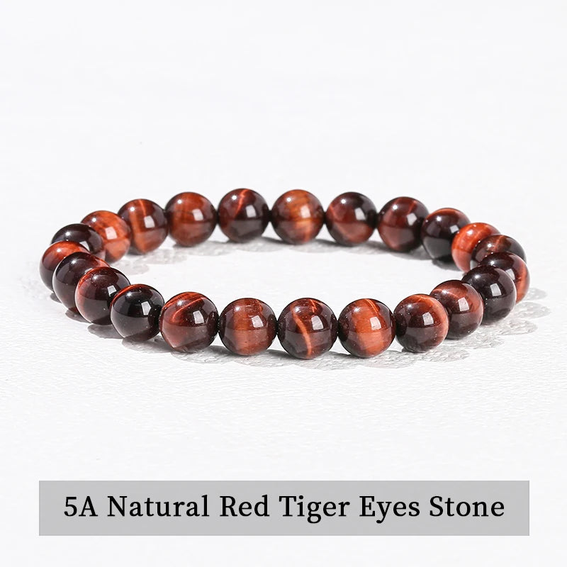 JD Natural Stone Beads Bracelet Amethyst Tiger Eye Crystal Quartz Agate Gem Beads Bangles Women Men Reiki Healling Jewelry Gift by Home for Health and Beauty