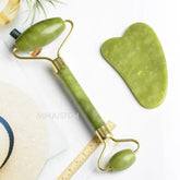 Natural Jade Roller Massager For Face, Body, Back Gua Sha by Home for Health and Beauty