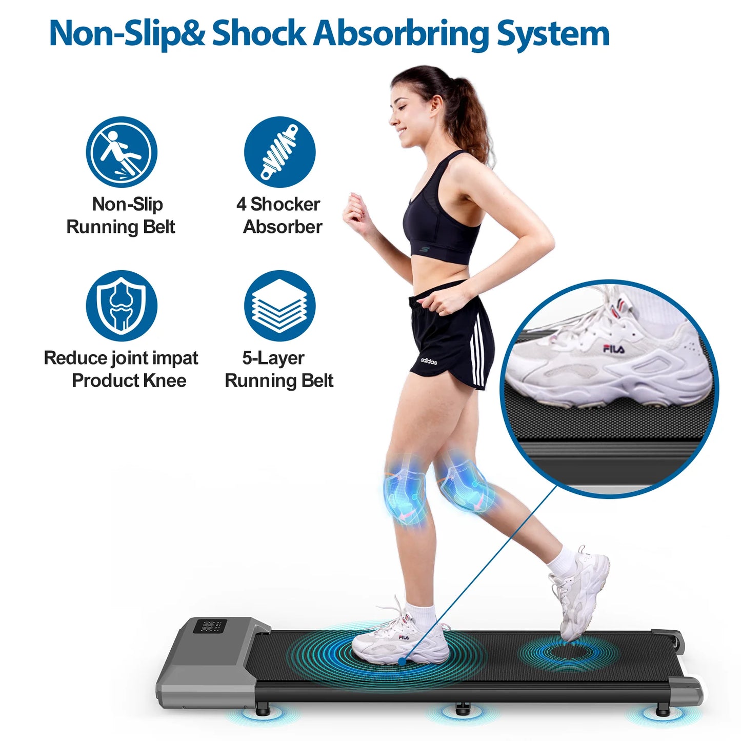 Driving Walking Pad Mini Treadmill Under Desk Quiet Portable