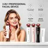 3 in 1 Red Light Handle Facial Device Portable V Shaped Face Lifting Slimming Massager for Neck Skin Tightening Anti-Aging Skincare Tool For Women Travel Home Use Gift by Home for Health and Beauty