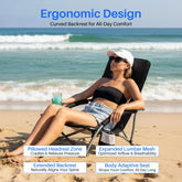Camping Beach Chair Portable Lightweight Low Mesh Back Padded Armrests Folding Beach Chair with Cup Holder Storage Pocket for Camp Picnic Lawn by Home for Health and Beauty