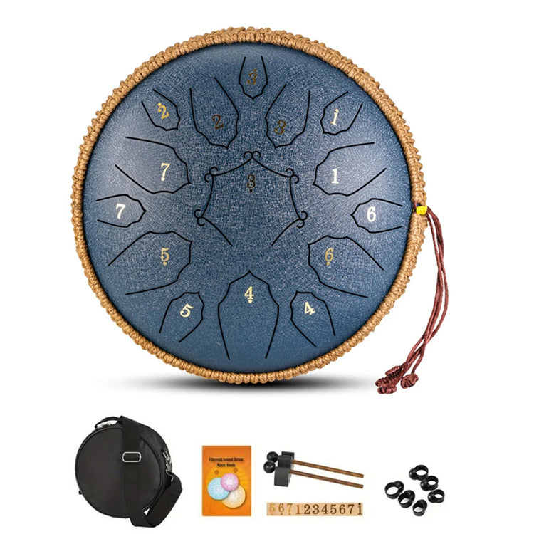 12 Inch Music Drum with Handbag Drumstick 15 Notes D Tone Ethereal Drum Yoga Meditation Sound Healing Beginner Hand Drum by Home for Health and Beauty