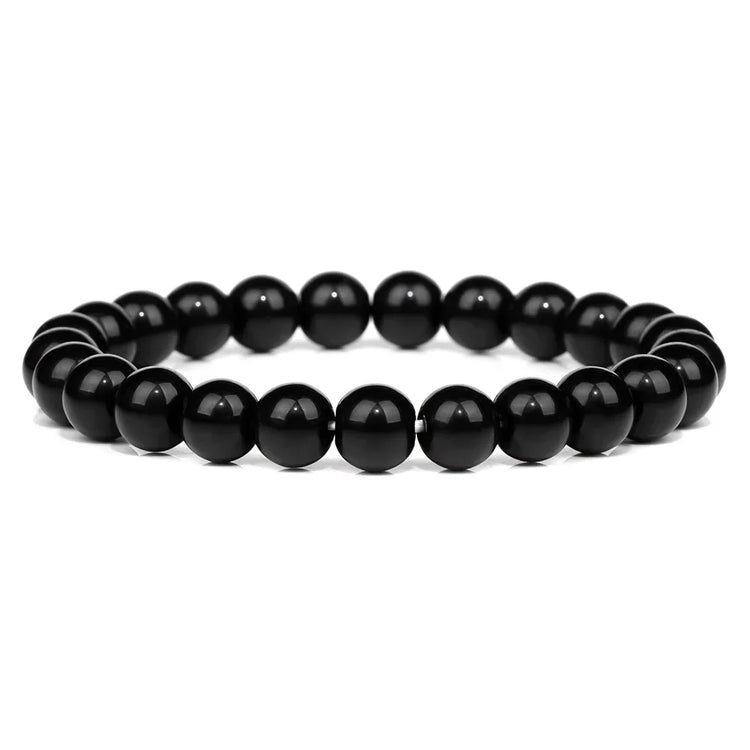 2Pcs Colorful Natural Stone Bead Bracelet Set 8MM Natural Agates Turquois Amethysts Quartzs Gem Stretch Bangle Jewelry Gift by Home for Health and Beauty