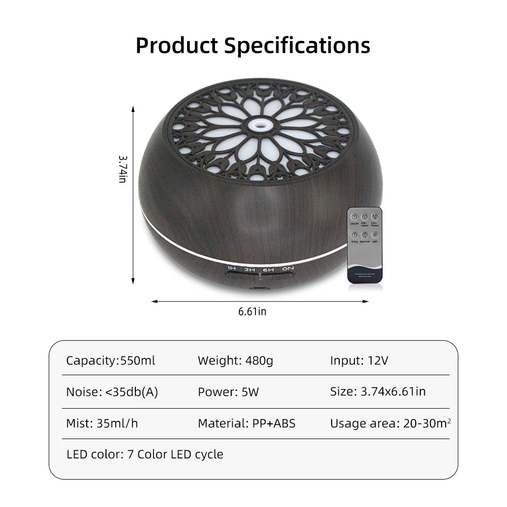 Essential Oil Diffuser With Remote Timer And Six Premium Oils