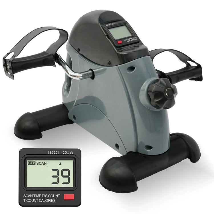 Mini Pedal Exercise Bike Under Desk Bicycle Trainer Fitness Cycling Portable LCD Display Arm Leg Fitness Equipment Home Office by Home for Health and Beauty