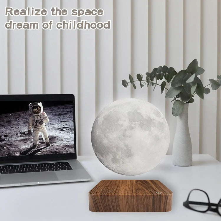 Magnetic Floating Rotating Moon Lamp with Wooden Base, 3 Color Temperature LED Night Lights of Print 3D for Unique Gifts, Room by Home for Health and Beauty