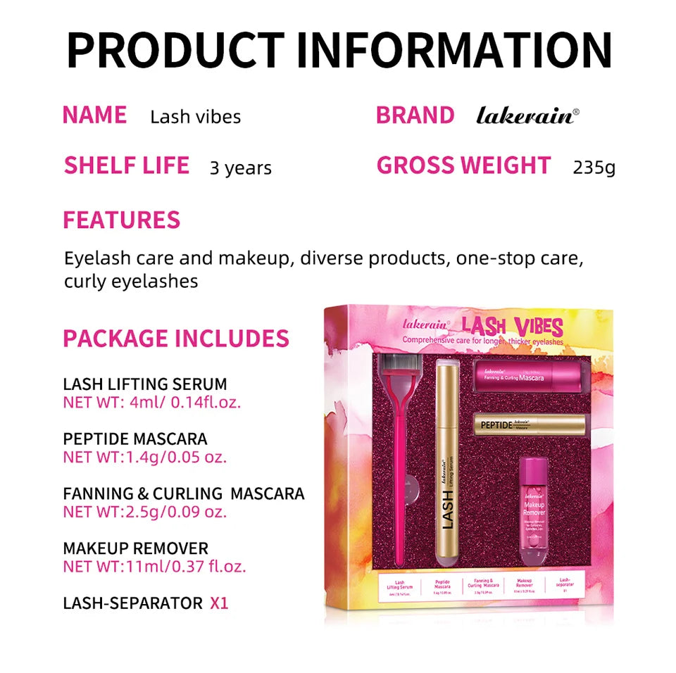 Lash & Brow Set Eyebrow Eyelash Growth Serum Peptide Mascara Eyelash Eyebrow Longer Fuller Thicker Curling Lash Eye Care Makeup by Home for Health and Beauty
