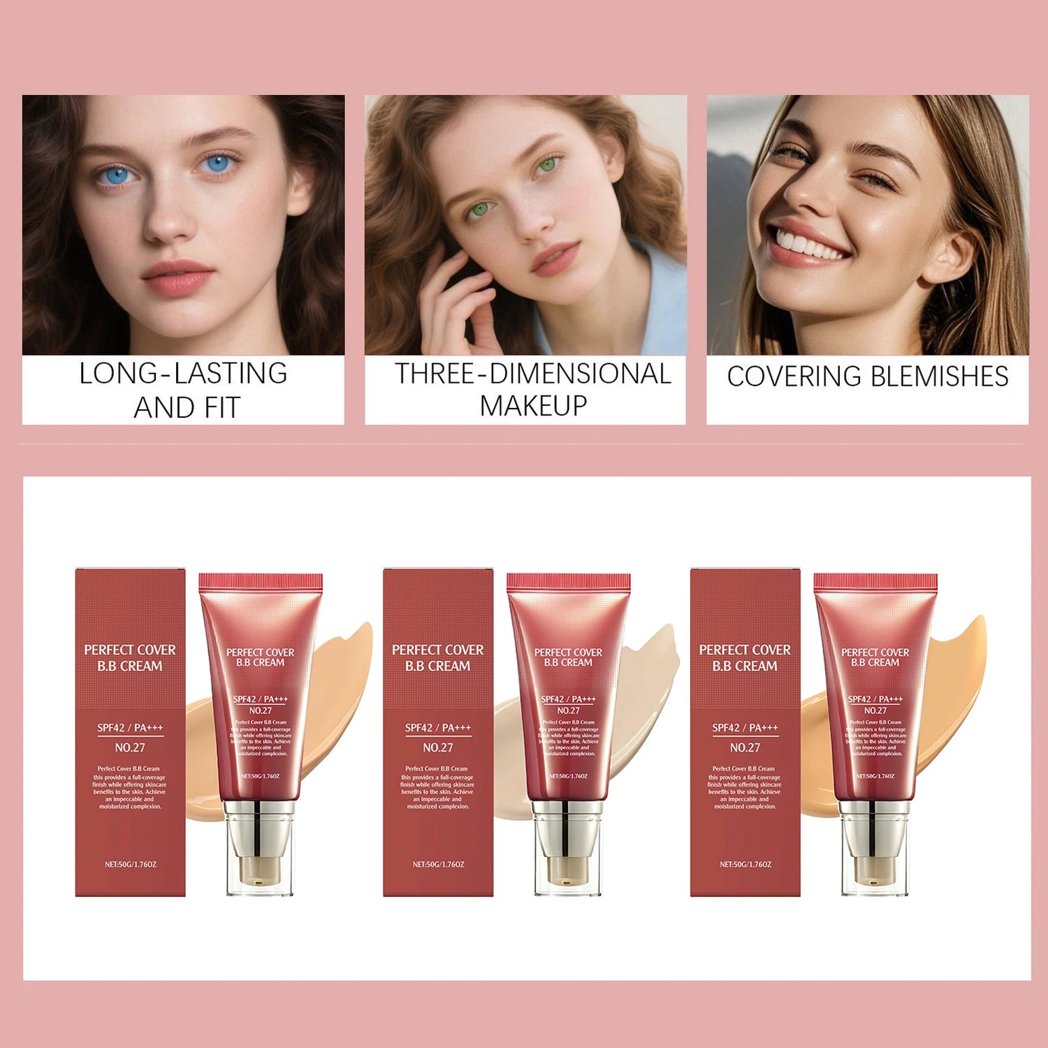 Perfect Cover Bb Cream Brightens Complexion Covering Skin Blemishes Lasting Lightweight Hydrates Moisturize Concealer Corrector by Home for Health and Beauty