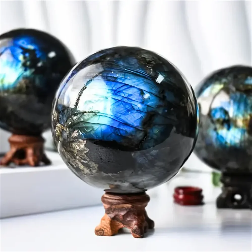 1pc Blue Light Violet Tourmaline Crystal Ball Home Decor